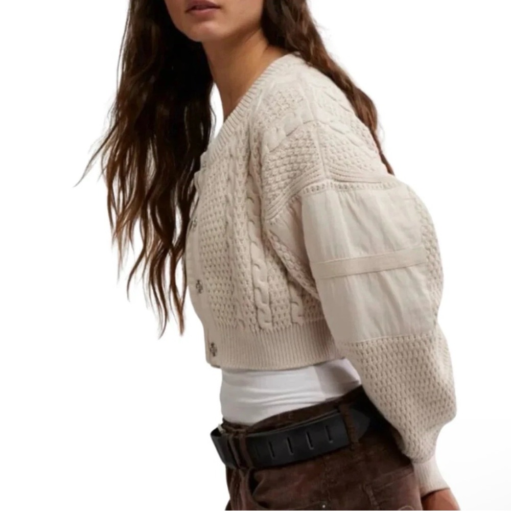 Free People We The Free Heritage Cardi, Cotton, Crystal Grey, Size M, NWT $158